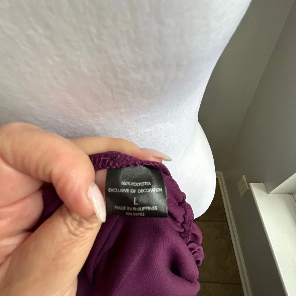 Natori Purple Sheath Dress with Dolman Sleeves